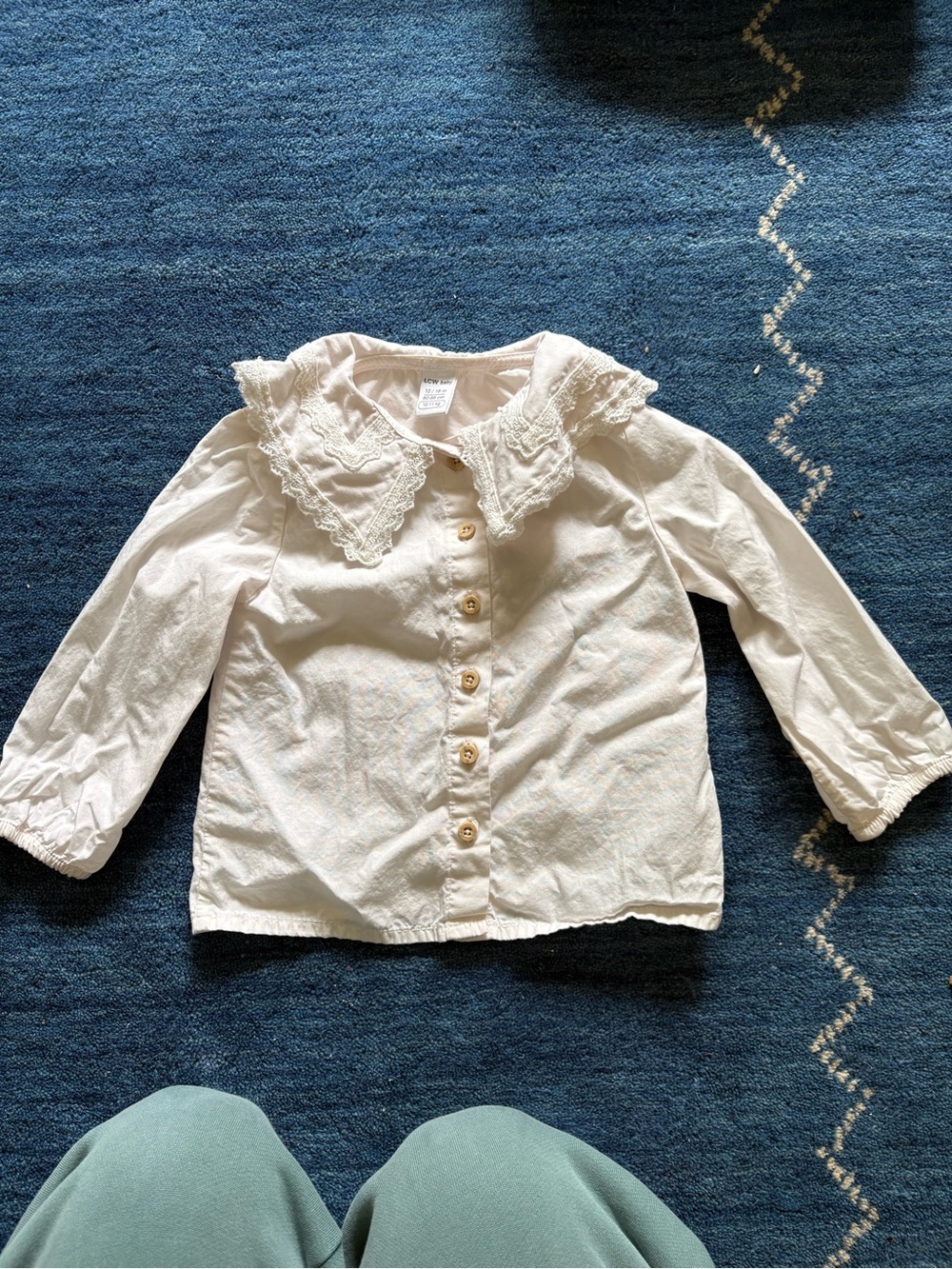 4/$20 LCW Kids White Button-Front Blouse with Lace Collar